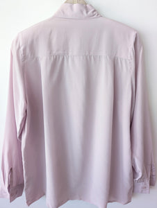 *Seide* RARE Bluse Basic Rüschen Flieder (M)