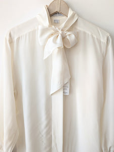 *Seide* RARE Bluse Basic Schleife Creme (M)