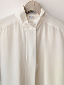 *Seide* RARE Bluse Basic Schleife Creme (M)