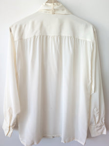 *Seide* RARE Bluse Basic Schleife Creme (M)