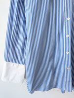 Lade das Bild in den Galerie-Viewer, *Closed* Bluse Nadelstreifen Blau Manschetten (M)
