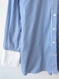 *Closed* Bluse Nadelstreifen Blau Manschetten (M)