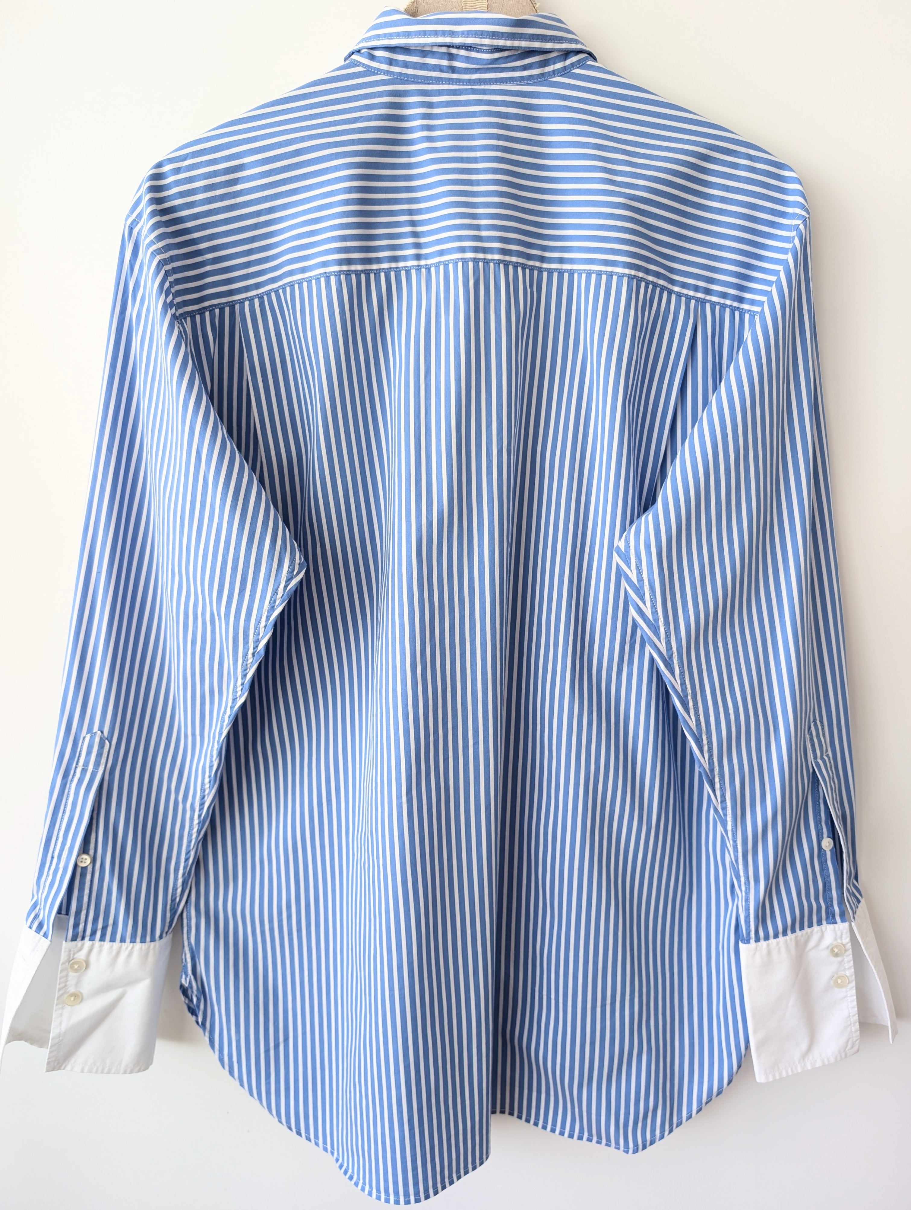 *Closed* Bluse Nadelstreifen Blau Manschetten (M)