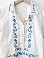 Lade das Bild in den Galerie-Viewer, *Leinen* RARE Bluse Folklore Handmade Stickerei (M-L)
