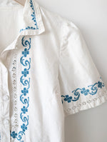 Lade das Bild in den Galerie-Viewer, *Leinen* RARE Bluse Folklore Handmade Stickerei (M-L)
