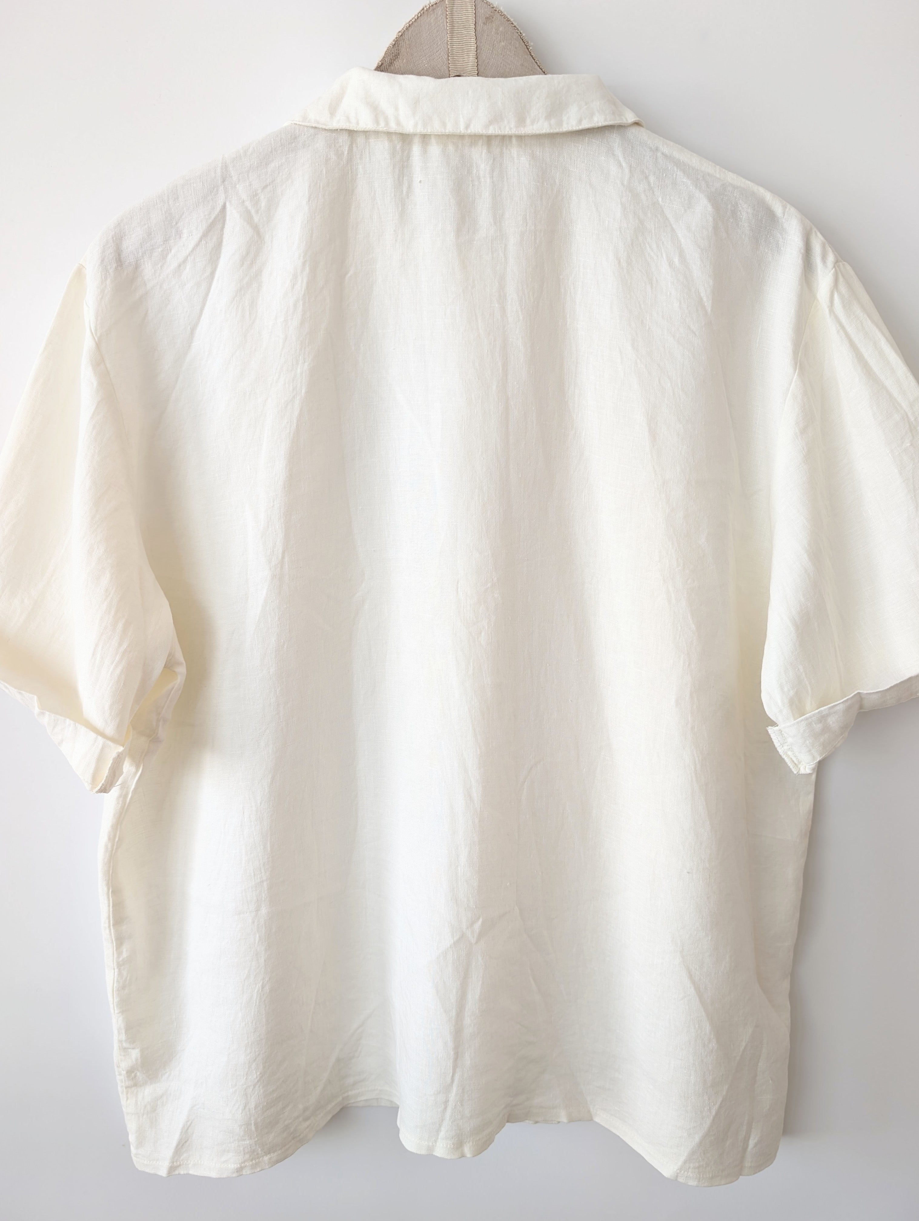 *Leinen* Bluse Bohemian Lochspitze Creme (M-L)