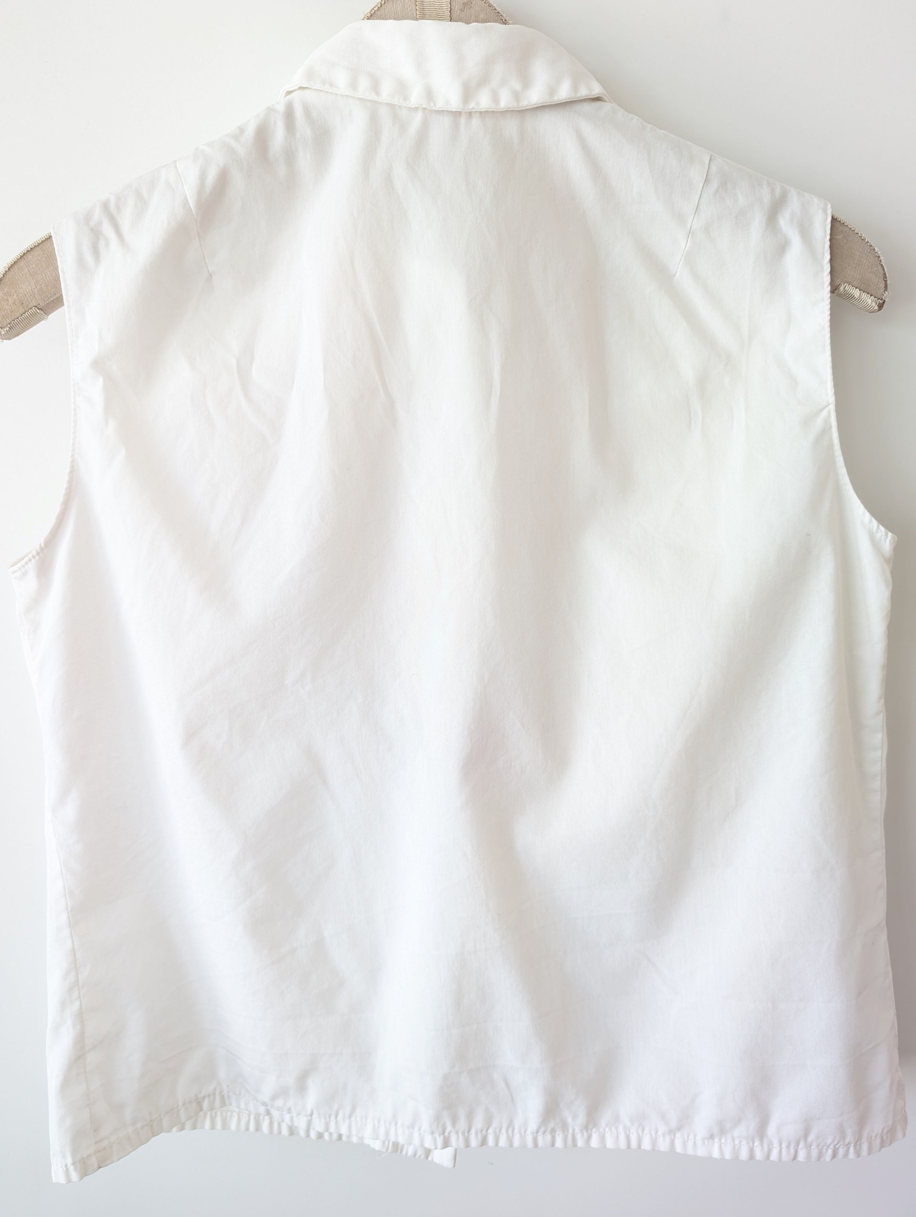 Bluse 70s Lochspitze Bordüre Rot (M-L)