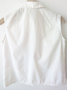 Bluse 70s Lochspitze Bordüre Rot (M-L)