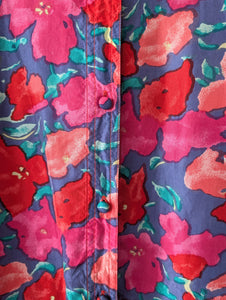 *Seide* Bluse Blumen Flieder Pink (M-L)
