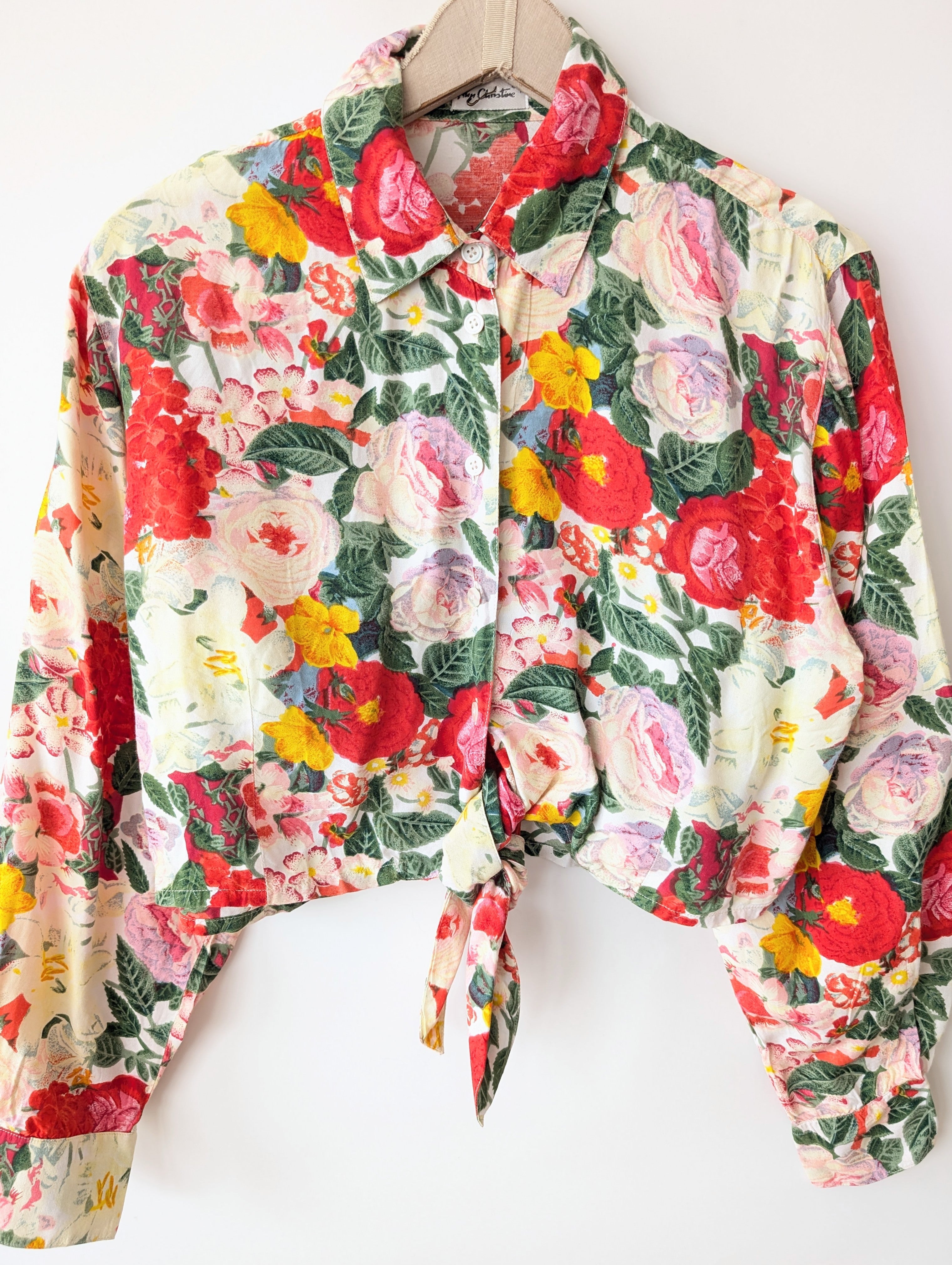 Bluse Cropped Bohemian Blumen Print (L)