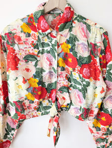 Bluse Cropped Bohemian Blumen Print (L)