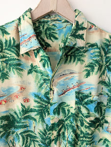 Hemd 80s Hawaii Palmen Print (M-L)