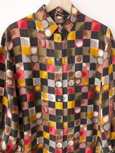 *Kupferseide* Bluse 80s Geo Art Print (XL)