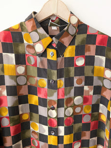 *Kupferseide* Bluse 80s Geo Art Print (XL)