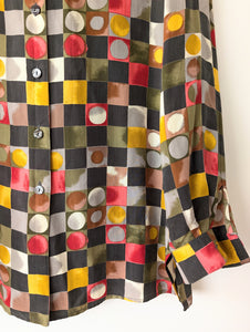*Kupferseide* Bluse 80s Geo Art Print (XL)