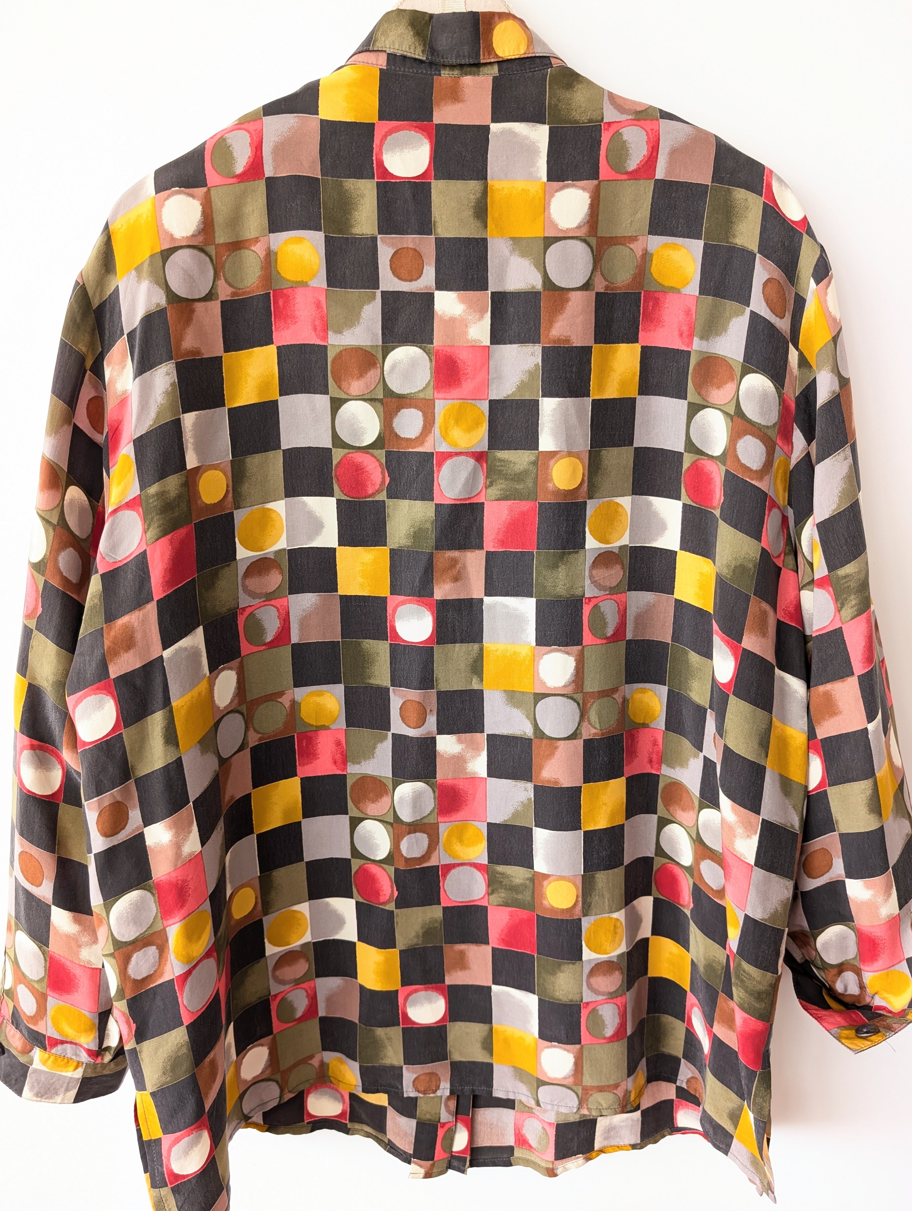 *Kupferseide* Bluse 80s Geo Art Print (XL)