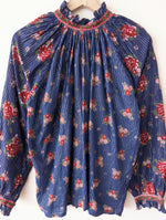 Lade das Bild in den Galerie-Viewer, Bluse 70s Ballonärmel Rosen Print (M-L)

