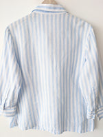 Lade das Bild in den Galerie-Viewer, *Leinen* Bluse Premium Basic Nadelstreifen Blau (L)

