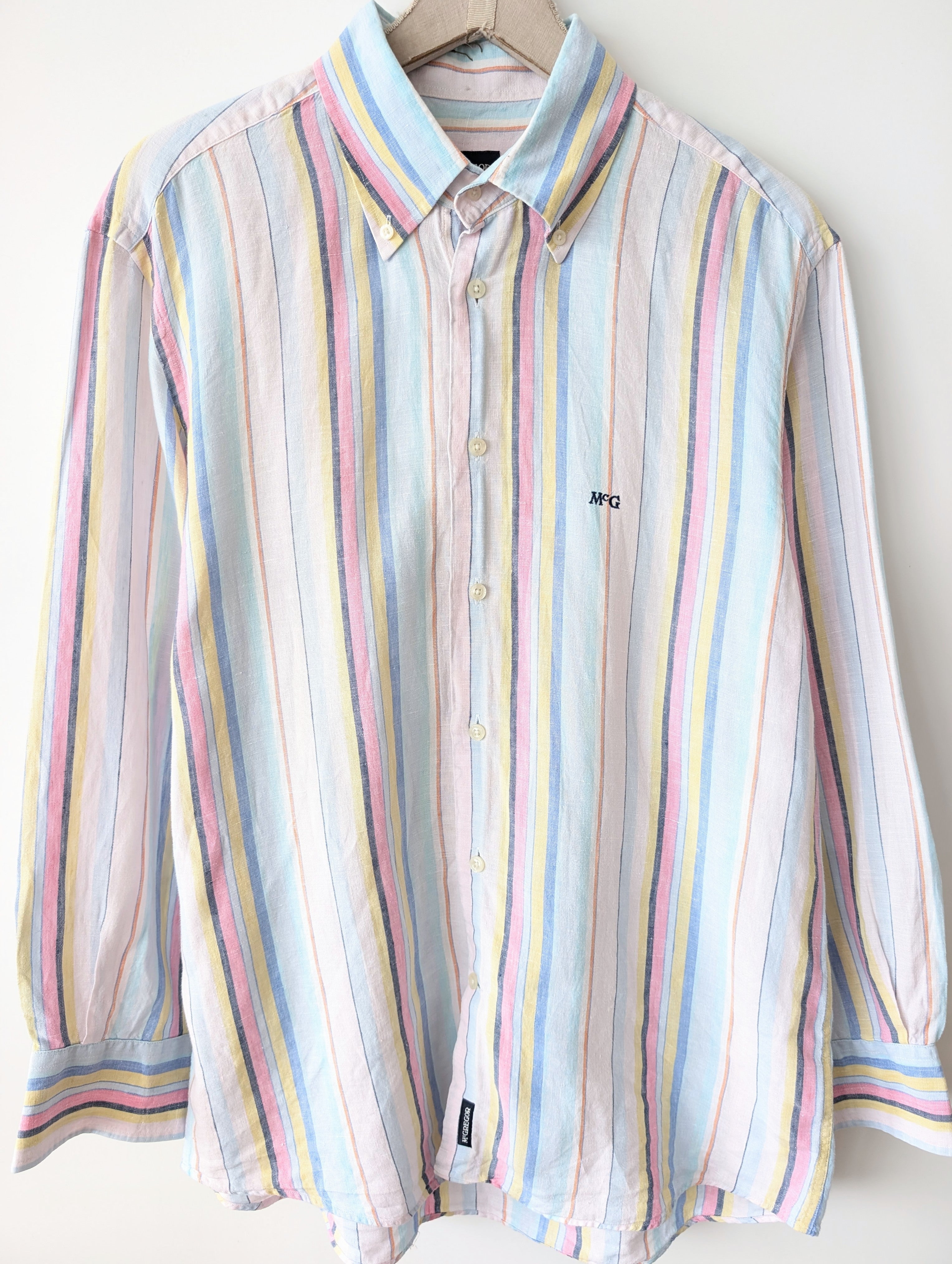 *Leinen* Hemd Pastell Nadelstreifen Rosa (L-XL)