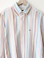 Lade das Bild in den Galerie-Viewer, *Leinen* Hemd Pastell Nadelstreifen Rosa (L-XL)
