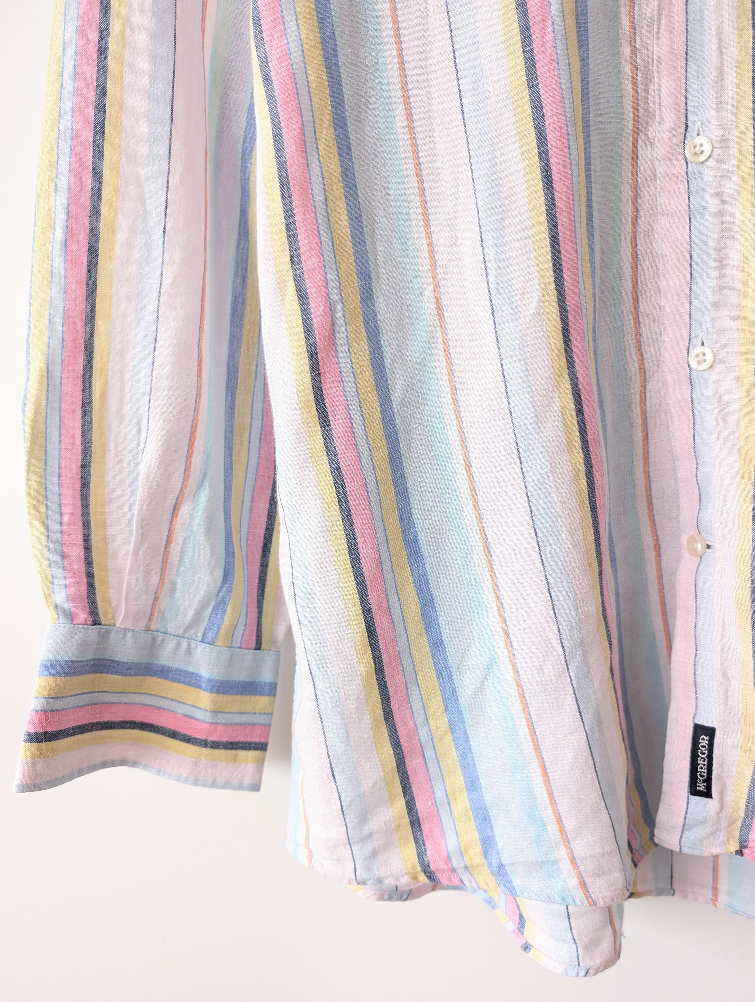*Leinen* Hemd Pastell Nadelstreifen Rosa (L-XL)