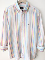 Lade das Bild in den Galerie-Viewer, *Leinen* Hemd Pastell Nadelstreifen Rosa (L-XL)
