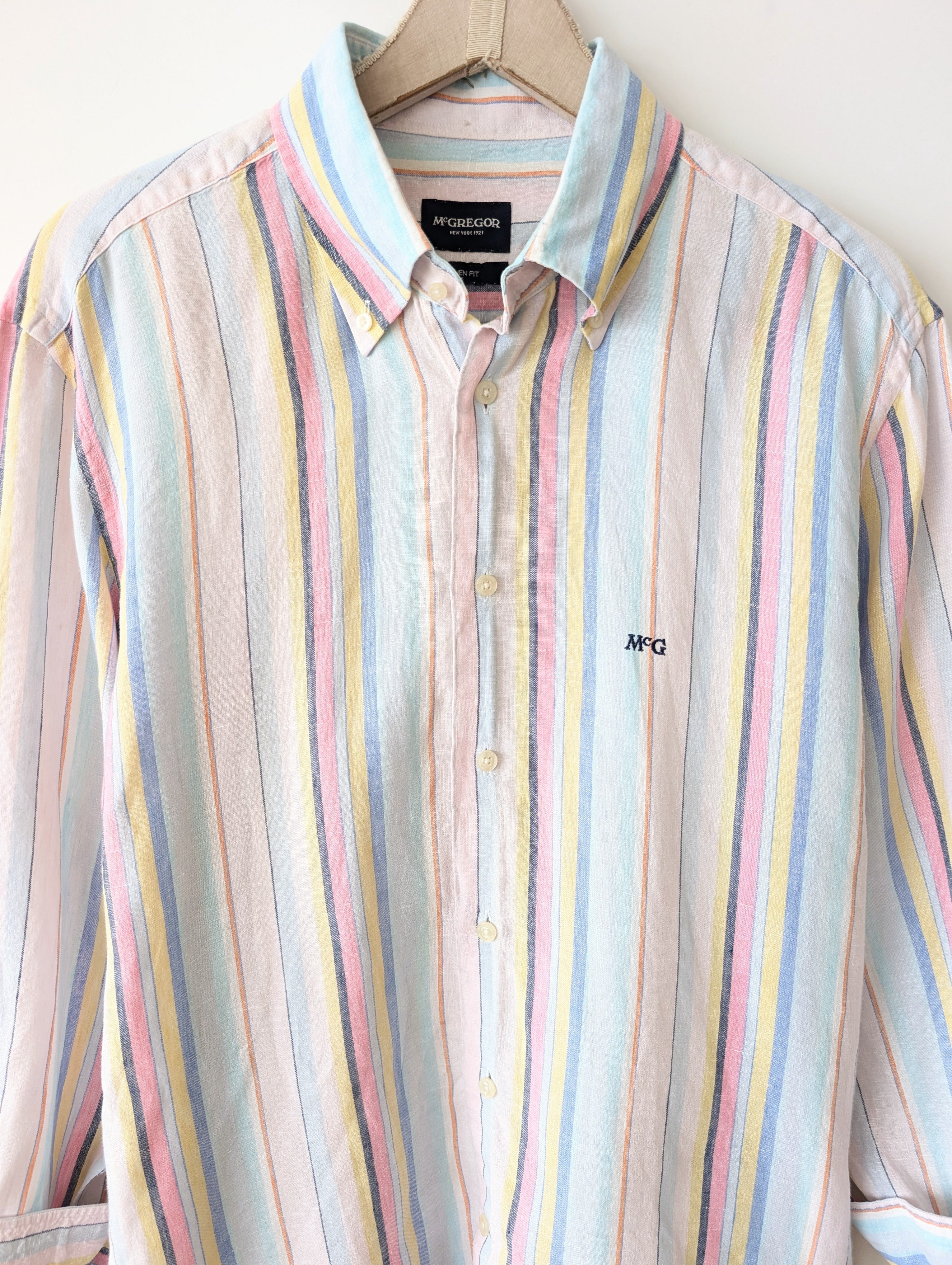 *Leinen* Hemd Pastell Nadelstreifen Rosa (L-XL)