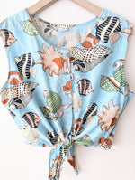 Lade das Bild in den Galerie-Viewer, Bluse Cropped Fisch &amp; Muschel Print (XXL)
