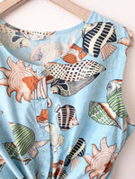 Lade das Bild in den Galerie-Viewer, Bluse Cropped Fisch &amp; Muschel Print (XXL)
