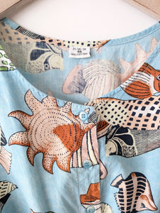 Bluse Cropped Fisch & Muschel Print (XXL)