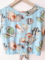 Lade das Bild in den Galerie-Viewer, Bluse Cropped Fisch &amp; Muschel Print (XXL)
