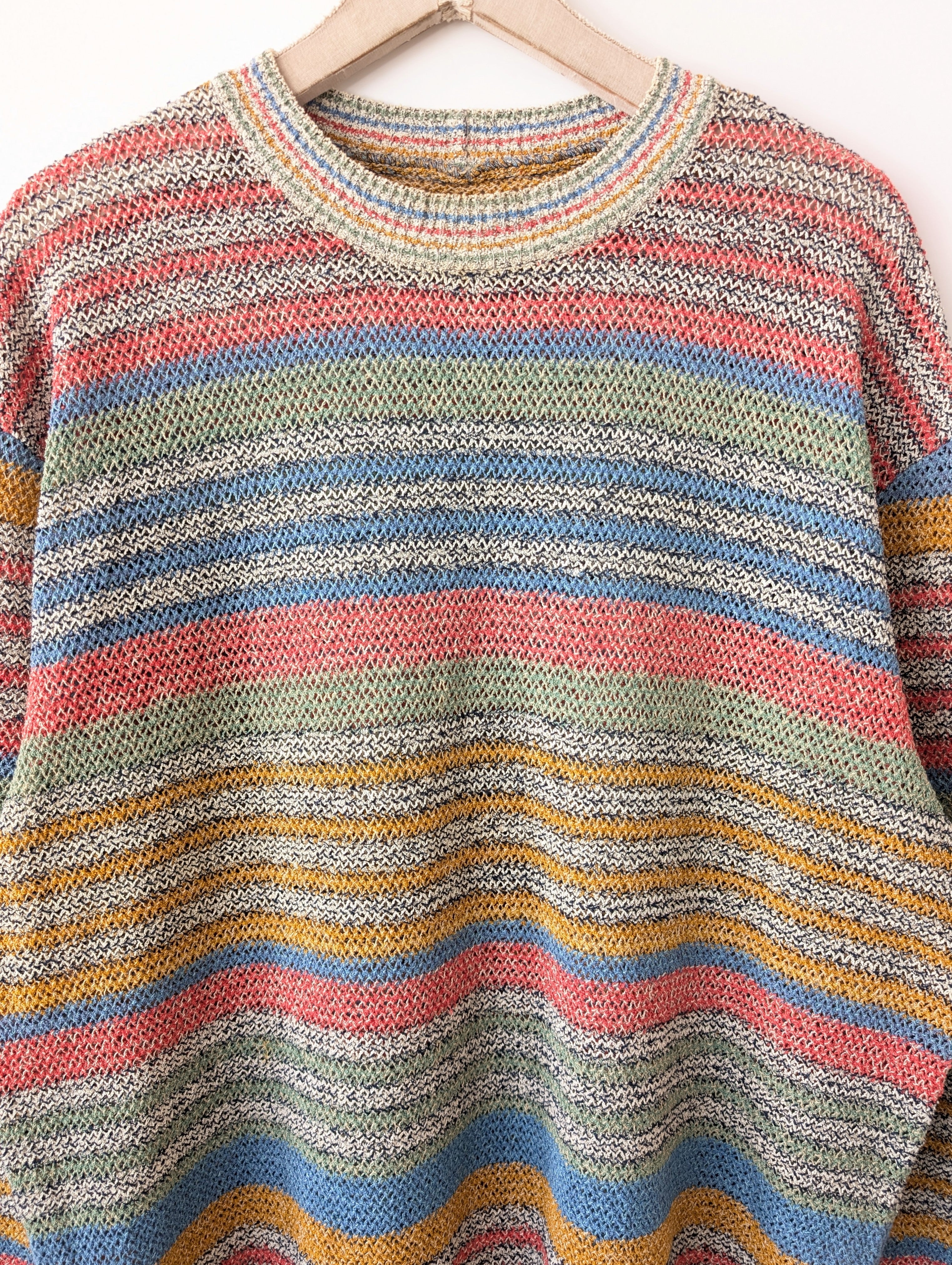 *Missoni* Pullover Leinen Strick Blockstreifen (XL)