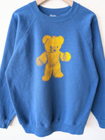 Lade das Bild in den Galerie-Viewer, Sweater 90s Teddy Print USA Blau (XL)
