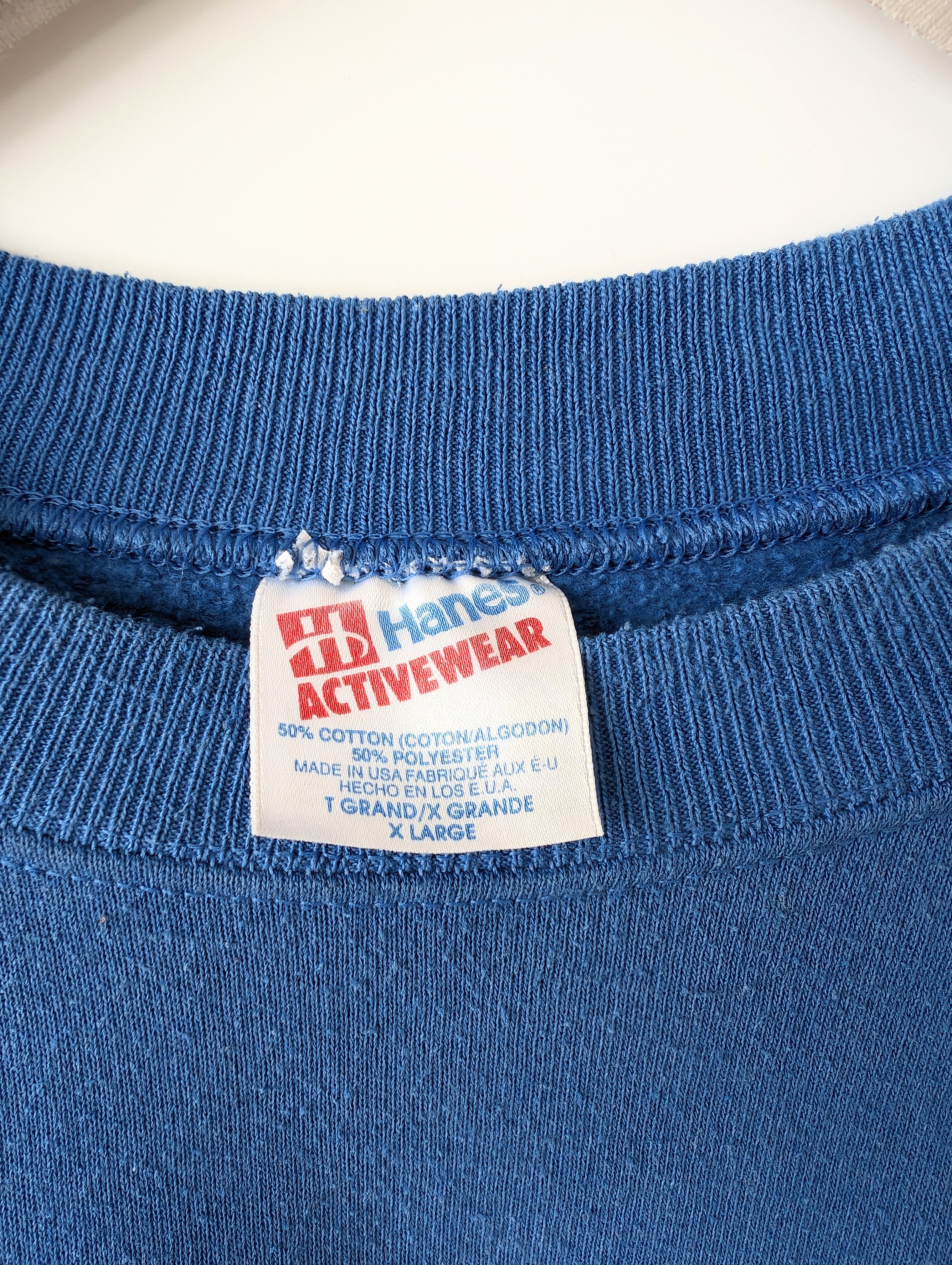 Sweater 90s Teddy Print USA Blau (XL)