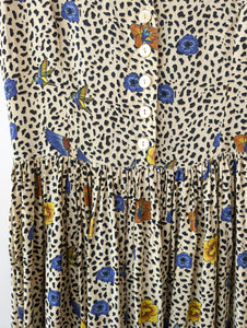 Kleid 80s Leo & Schwalben Print Paris (M)