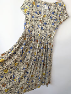 Kleid 80s Leo & Schwalben Print Paris (M)