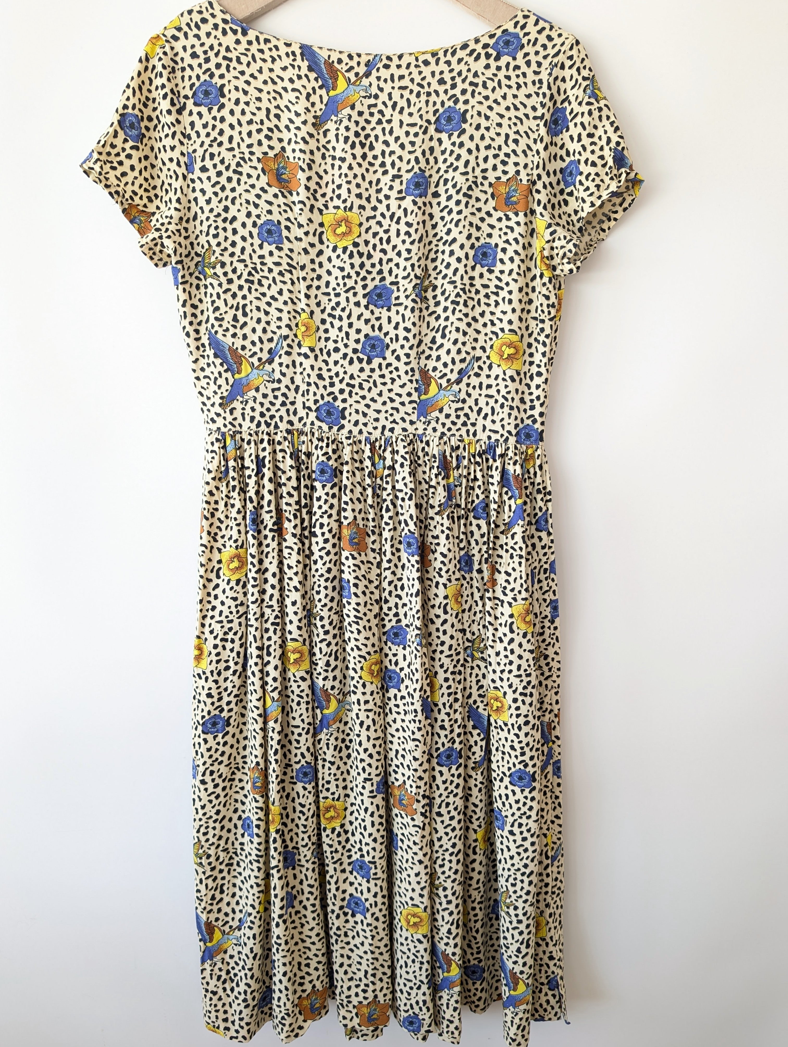 Kleid 80s Leo & Schwalben Print Paris (M)