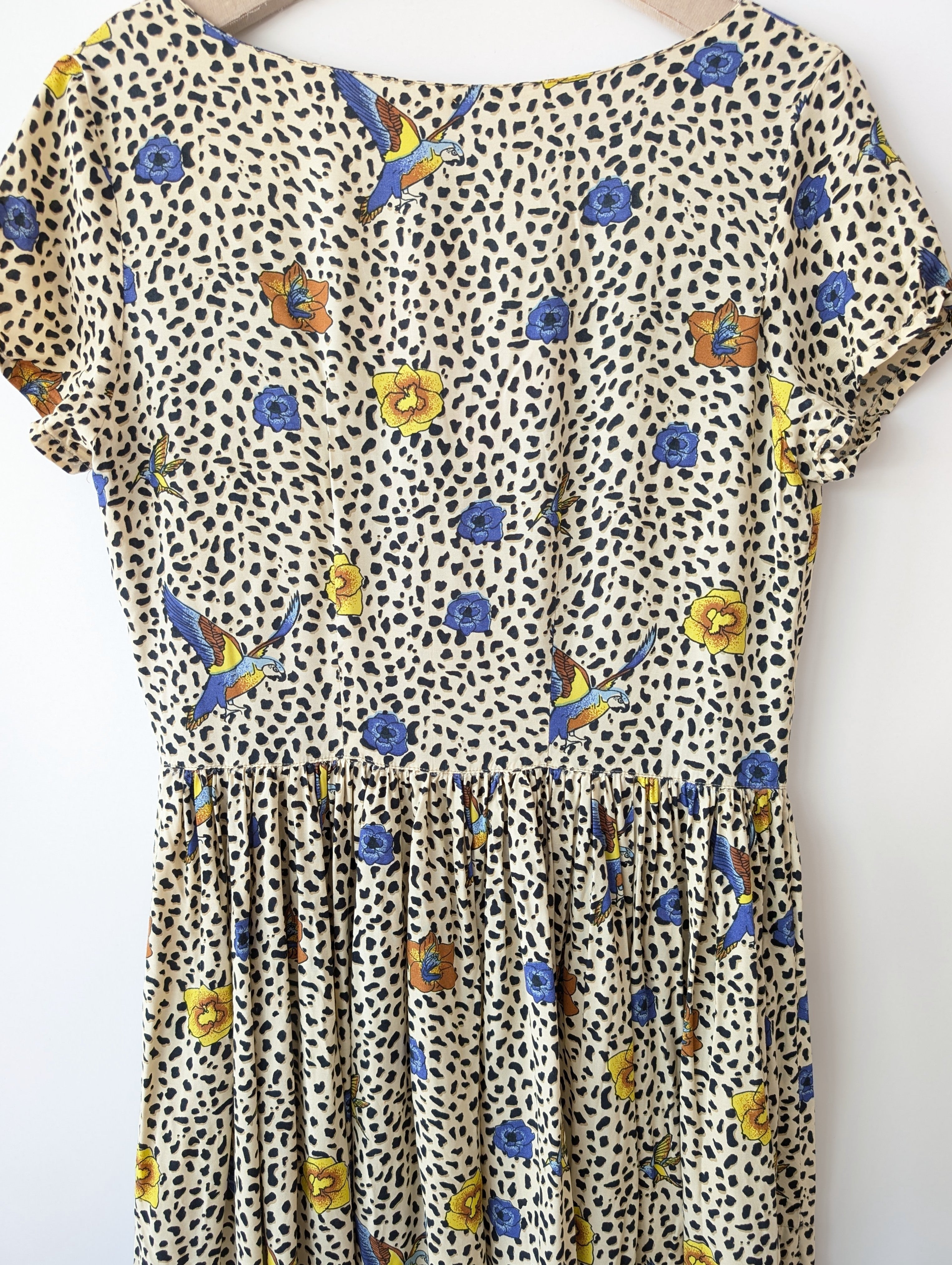Kleid 80s Leo & Schwalben Print Paris (M)