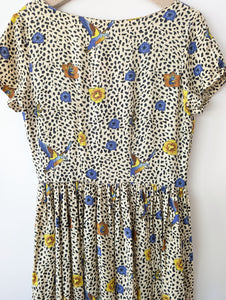Kleid 80s Leo & Schwalben Print Paris (M)