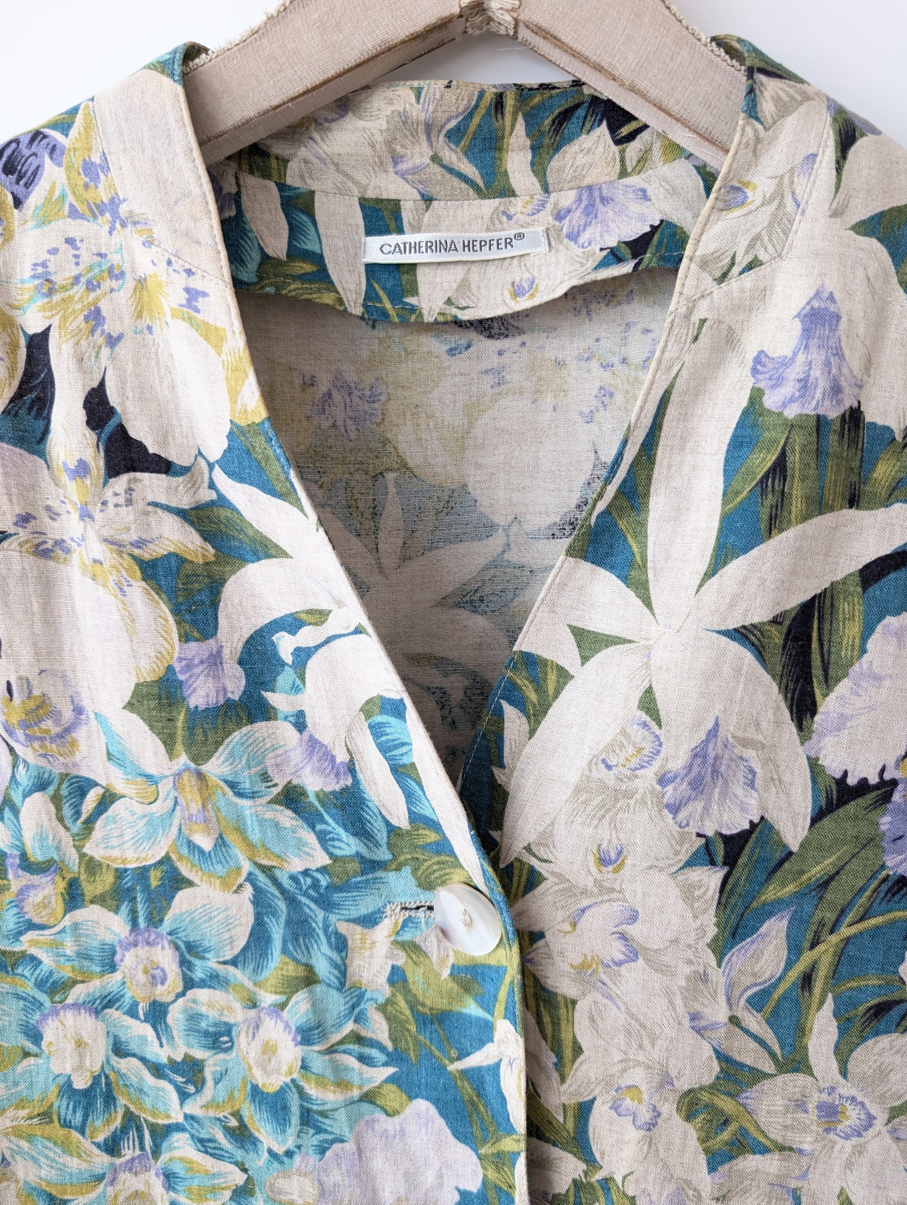 Blazer Leinen Wildblumen Print Pastell (L)