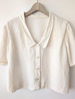 Lade das Bild in den Galerie-Viewer, *Seide* Bluse Cropped Floral Creme (XXL)

