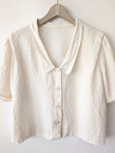 *Seide* Bluse Cropped Floral Creme (XXL)