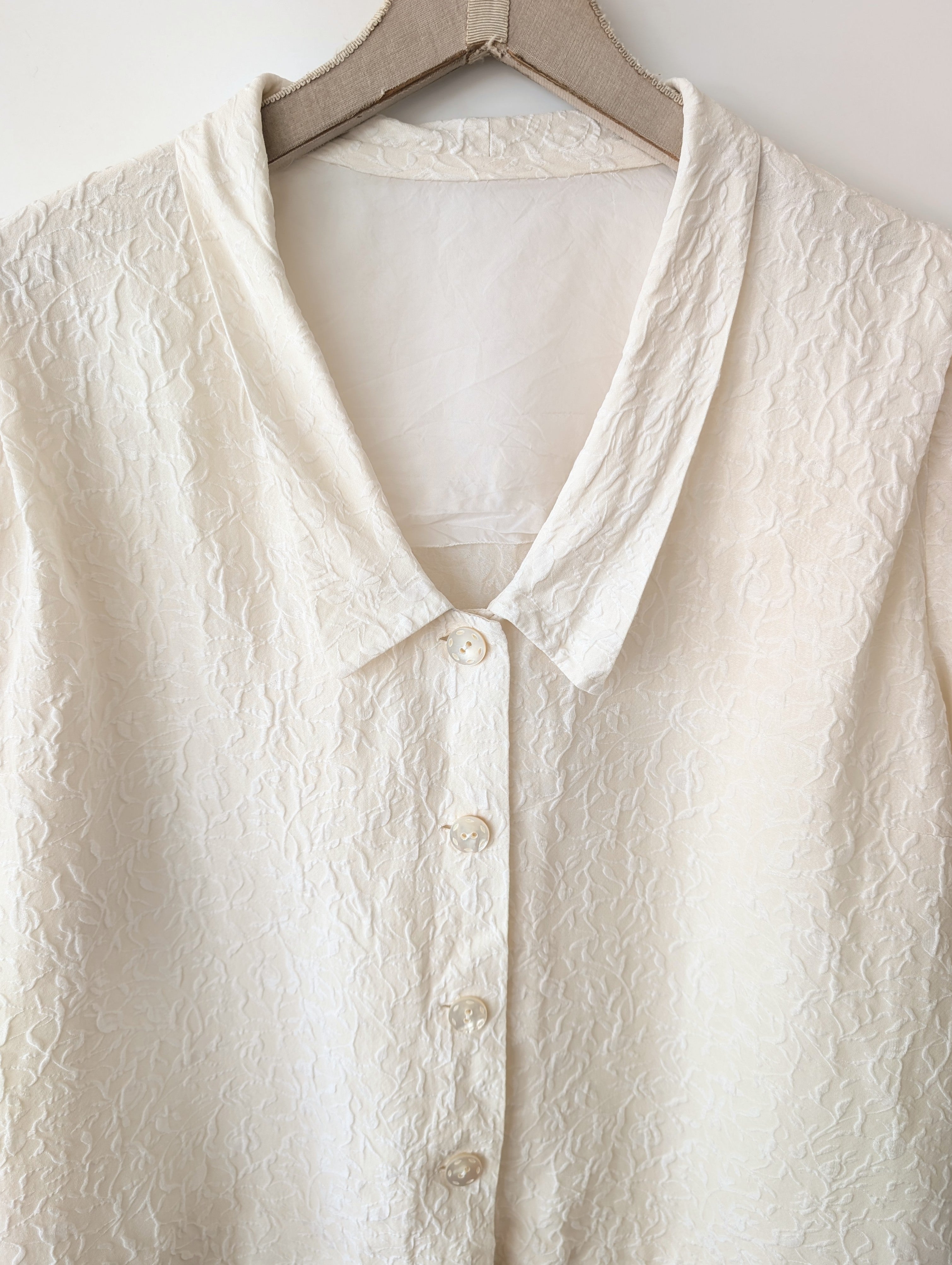 *Seide* Bluse Cropped Floral Creme (XXL)