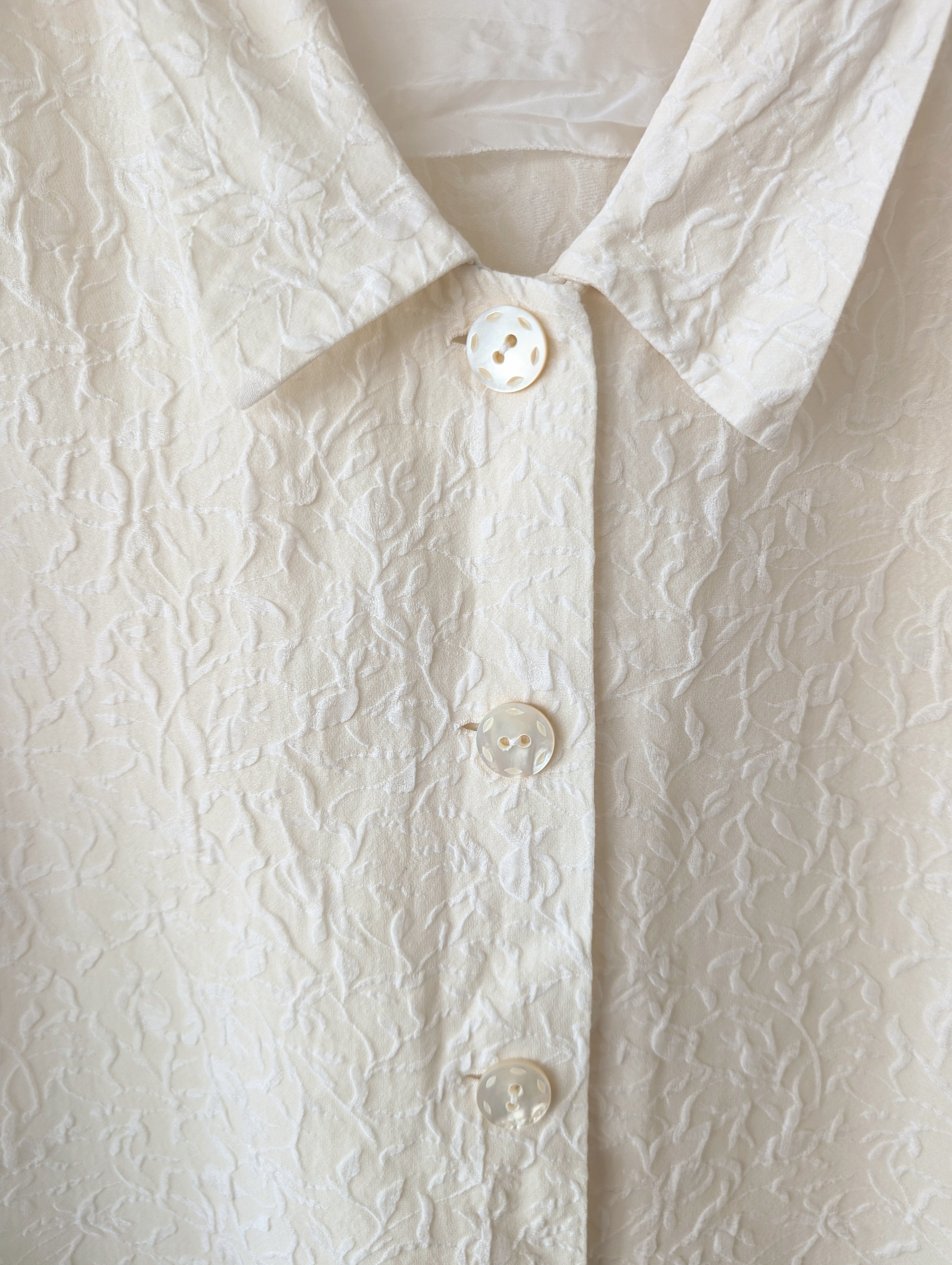 *Seide* Bluse Cropped Floral Creme (XXL)