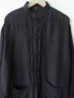 Lade das Bild in den Galerie-Viewer, *Seide* Kimono Bluse Anthrazit Schwarz (XL)
