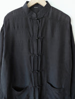 Lade das Bild in den Galerie-Viewer, *Seide* Kimono Bluse Anthrazit Schwarz (XL)
