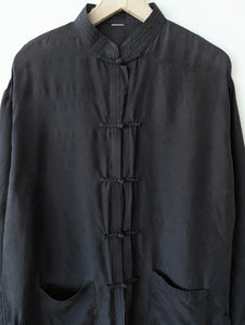 *Seide* Kimono Bluse Anthrazit Schwarz (XL)