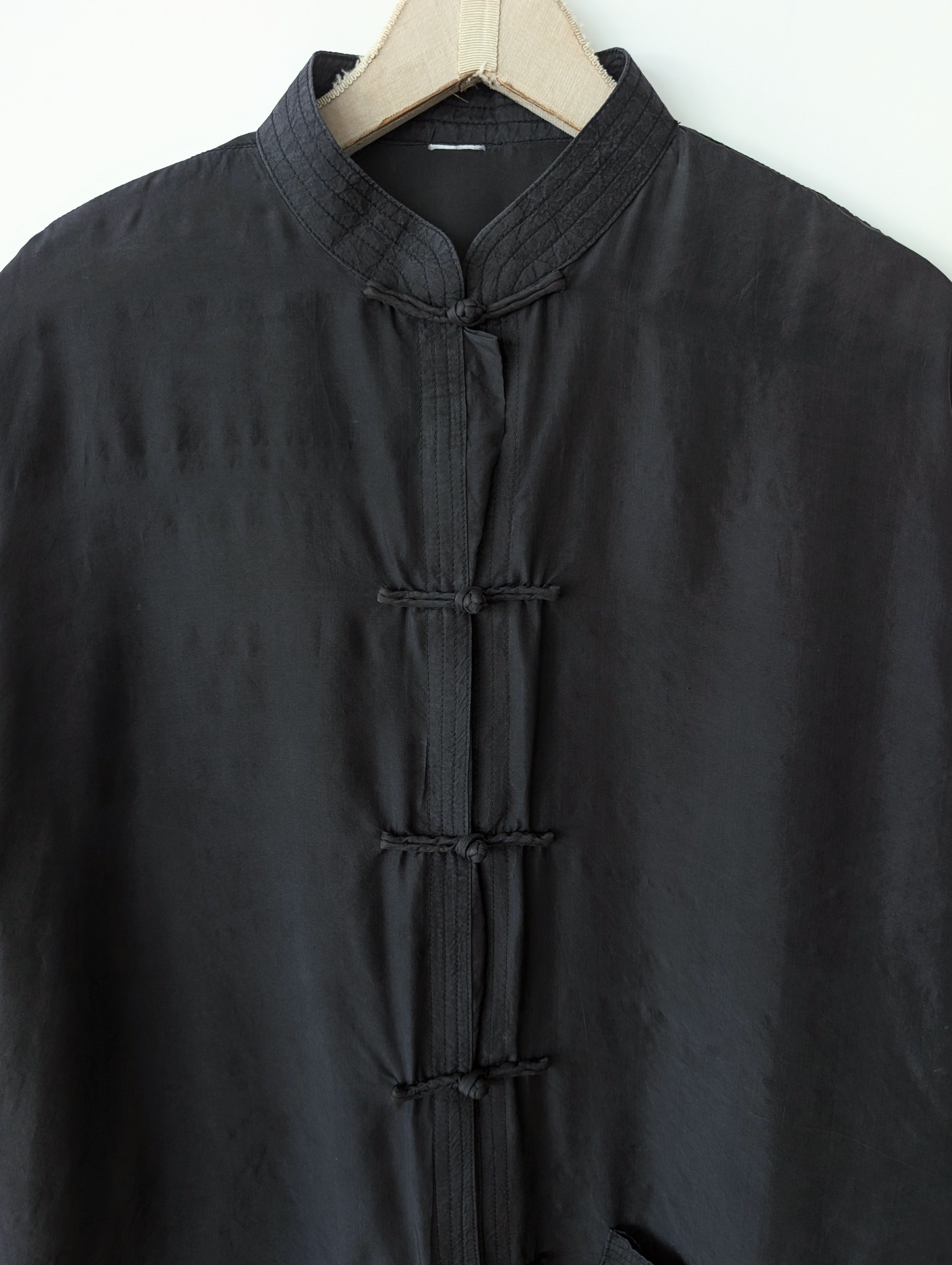 *Seide* Kimono Bluse Anthrazit Schwarz (XL)