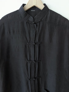 *Seide* Kimono Bluse Anthrazit Schwarz (XL)