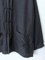 Lade das Bild in den Galerie-Viewer, *Seide* Kimono Bluse Anthrazit Schwarz (XL)
